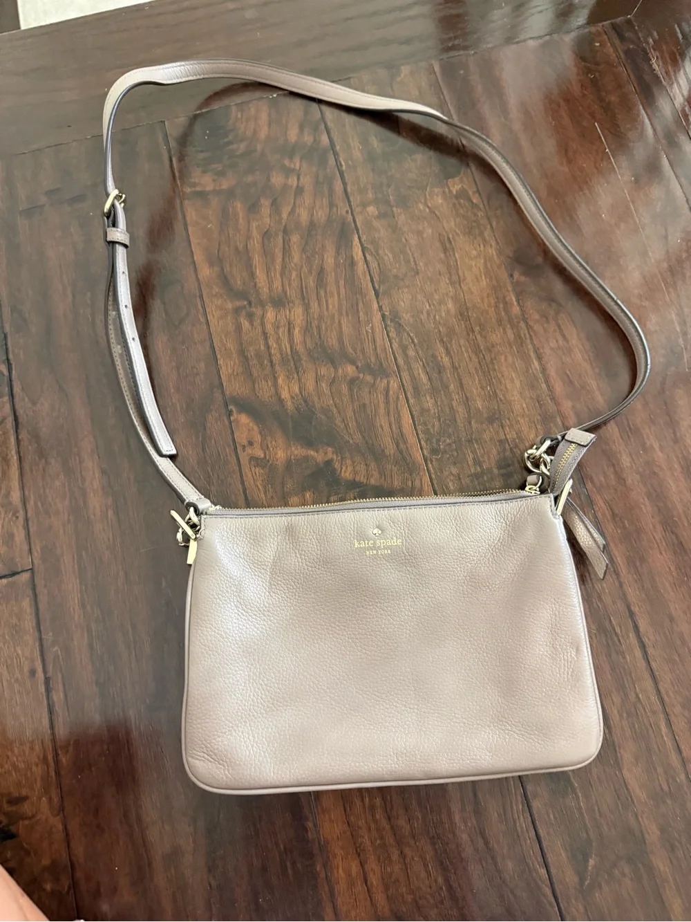 kate spade Pebbled Leather Crossbody in Taupe Gray